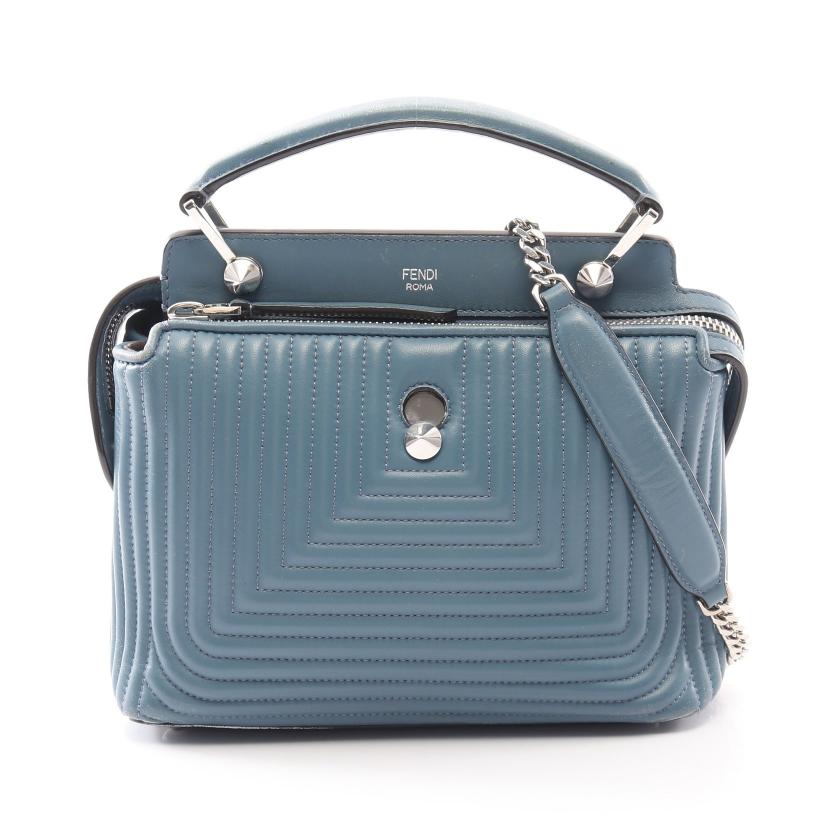 FENDI・バッグ・ドットコム クリック ハンドバッグ レザー ブルー 