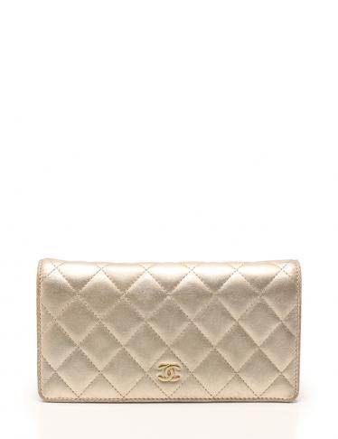シャネル CHANEL マトラッセ 長財布 二つ折り ゴールド CHANEL・財布・小物・マトラッセ 2つ折り長財布 レザー シャンパン