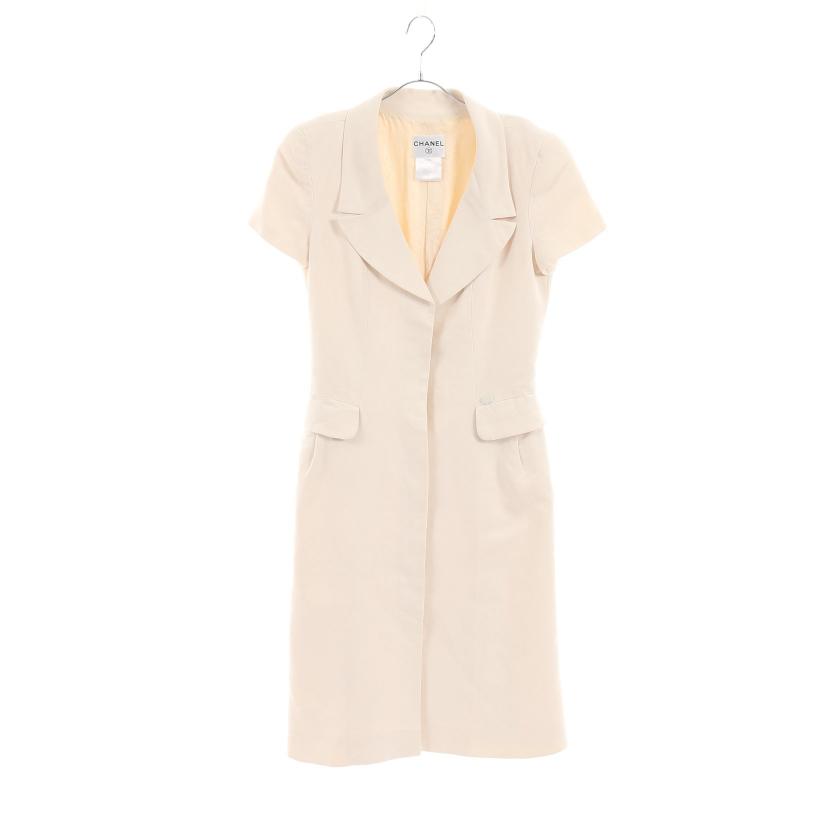 シャネル Chanel テーラードジャケット ワンピース 半袖 シルク オフホワイト 01s ハイブランド ブランド専門の中古通販サイト