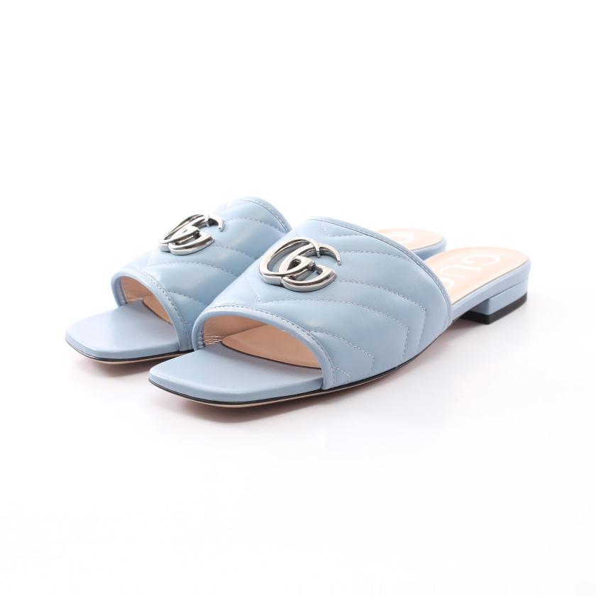 GUCCI GGマーモントレザーサンダル グッチ GGマーモント レザー サンダル 38 レディース ブラック