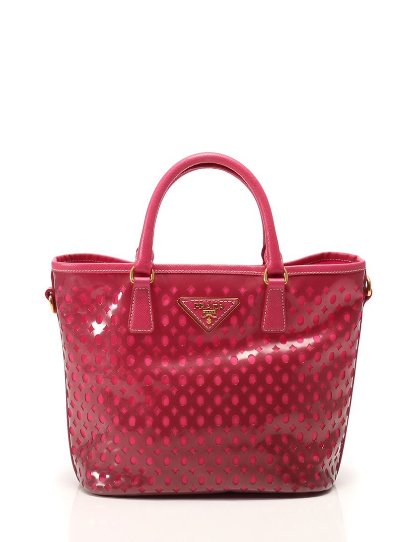 プラダ Prada 2way ビニールバッグ ハンドバッグ パンチング ピンク 日本0個限定 ハイブランド ブランド専門の中古通販サイト