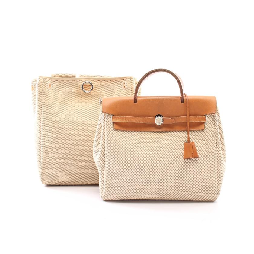 エルメス Hermes エールバッグ アドpm バックパック リュック サック トワルgm レザー アイボリー ライトブラウン シルバー金具 G刻印 ハイブランド ブランド専門の中古通販サイト