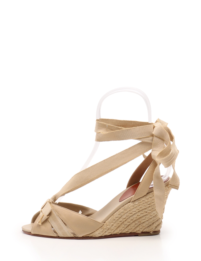 クリスチャンルブタン Christian Louboutin サンダル リボン ウェッジ ソール サテン レザー ハイブランド ブランド専門の中古通販サイト