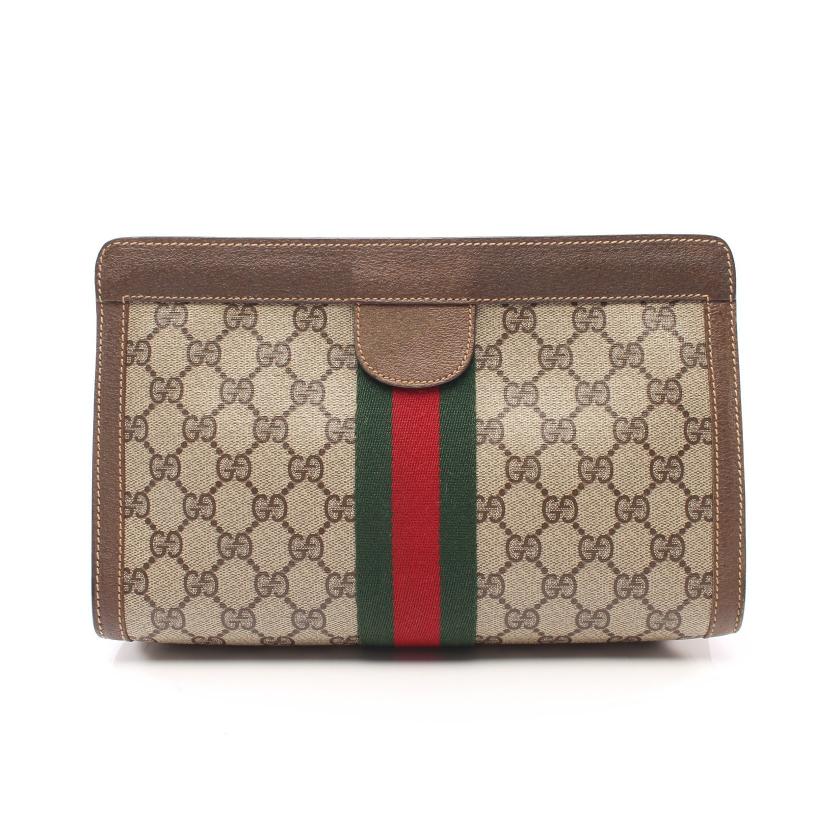 グッチ Gucci オールドグッチ Ggプラス シェリーライン クラッチバッグ Pvc レザー グレーベージュ マルチカラー ハイブランド ブランド専門の中古通販サイト