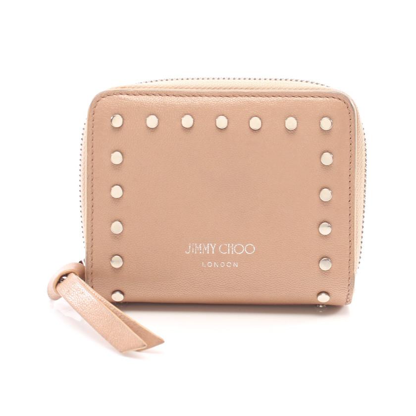 ジミーチュウ Jimmy Choo 二つ折り財布 レザー ピンクベージュ スタッズ ハイブランド ブランド専門の中古通販サイト