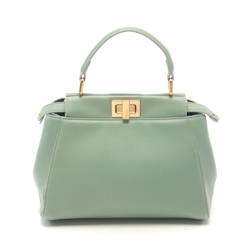 FENDI・バッグ・ミニピーカブー ハンドバッグ レザー ライトグリーン