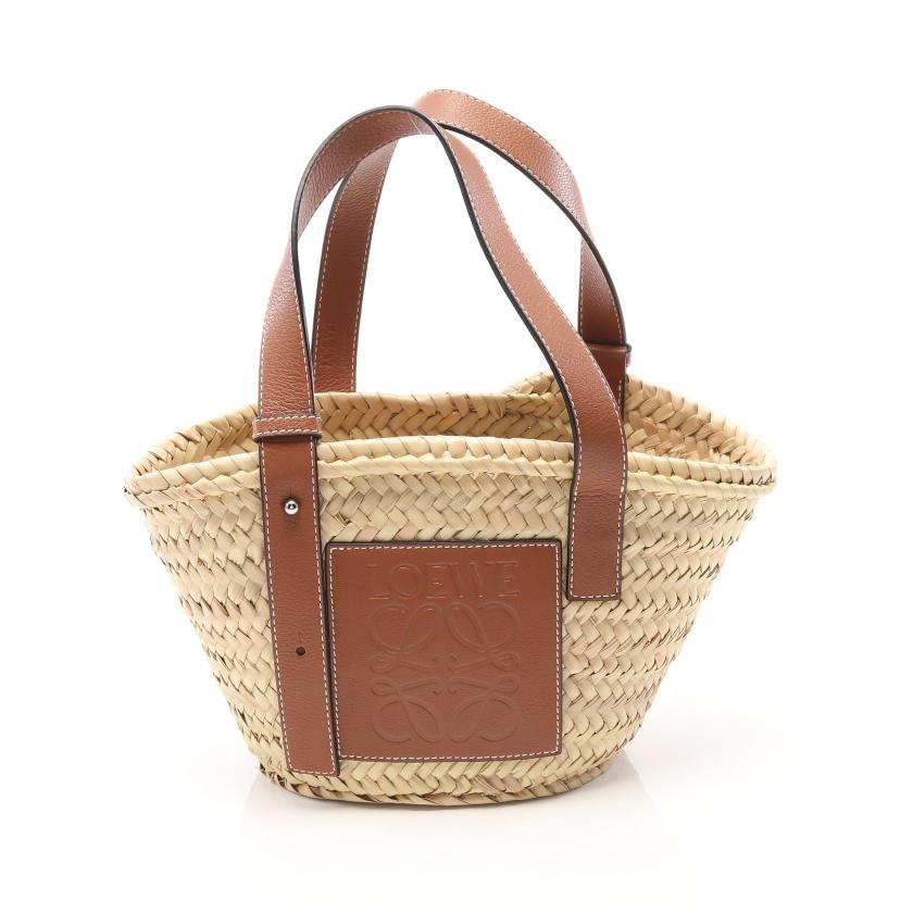 ロエベ Loewe バスケットバッグ S かごバッグ ハンドバッグ ラフィア レザー ベージュ ブラウン ハイブランド ブランド 専門の中古通販サイト