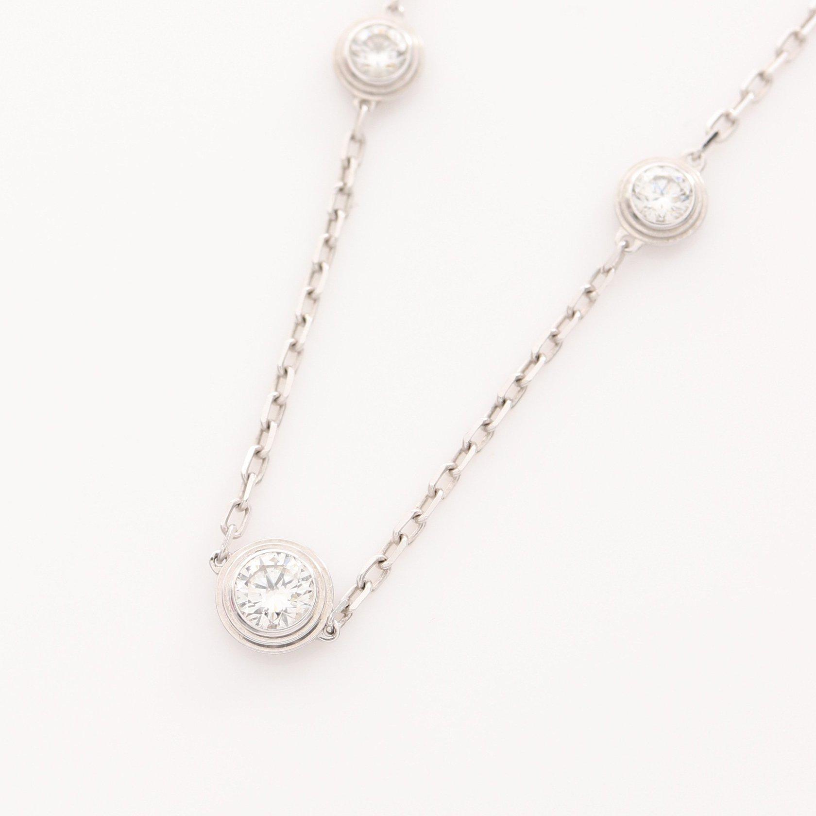 カルティエ(Cartier)ディアマン|レジェ|ネックレス|K18WG|ダイヤモンド|ホワイトゴールド|3Pダイヤモンド|ハイブランド・ブランド専門の中古通販サイト(752519)