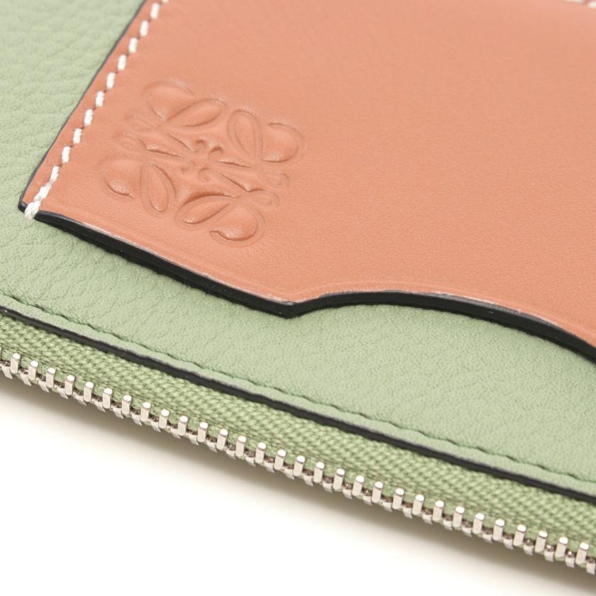ロエベ(LOEWE)コインカードホルダー|カードケース|コインケース|レザー|ライトグリーン|ライトブラウン|ハイブランド・ブランド専門の中古通販サイト(753706)