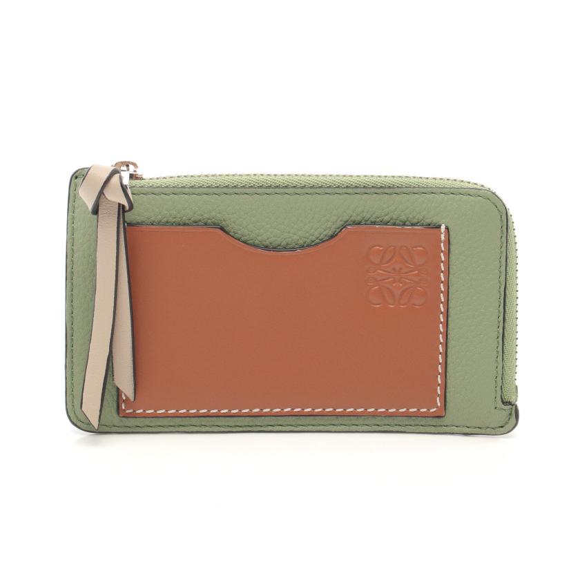 ロエベ(LOEWE)コインカードホルダー|カードケース|コインケース|レザー|ライトグリーン|ライトブラウン|ハイブランド・ブランド専門の中古通販サイト(753706)