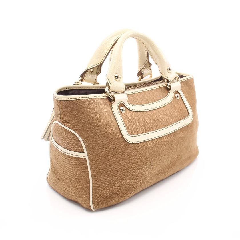 セリーヌ(CELINE)ブギーバッグ|ハンドバッグ|キャンバス|レザー|ライトブラウン|オフホワイト|ハイブランド・ブランド専門の中古通販サイト(755571)