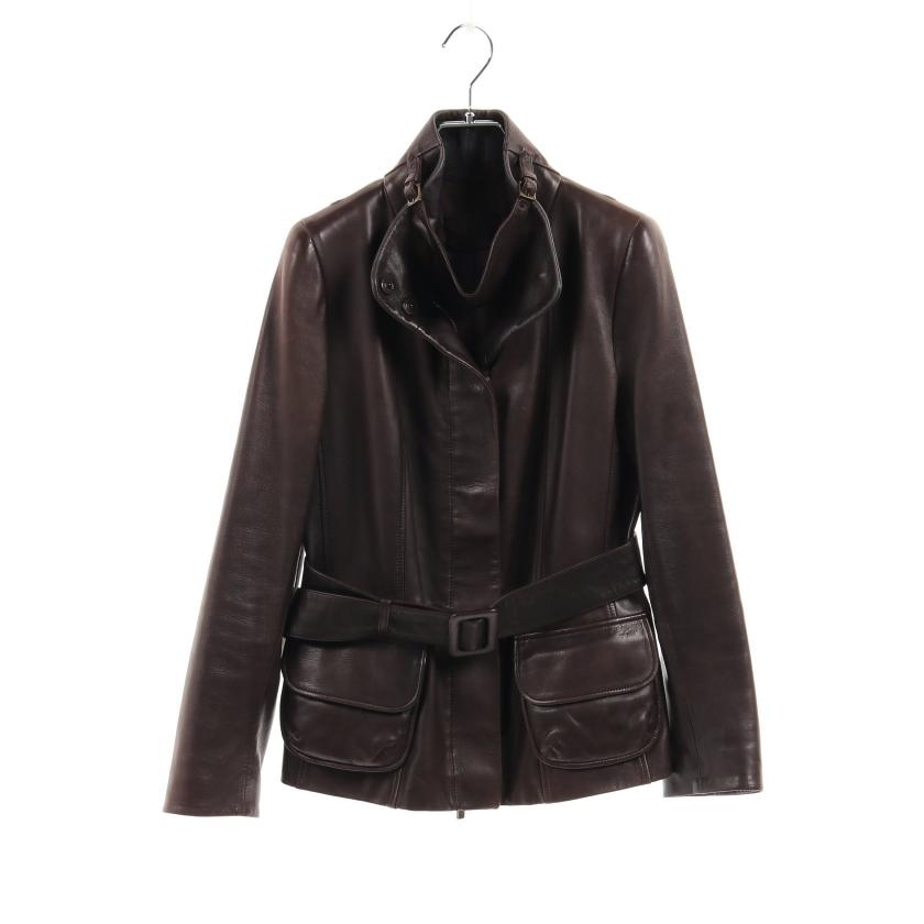 ロエベ レザージャケット リピートアナグラム ラムレザー ダークブラウン L LOEWE・アウター・アナグラム レザージャケット ラムスキン