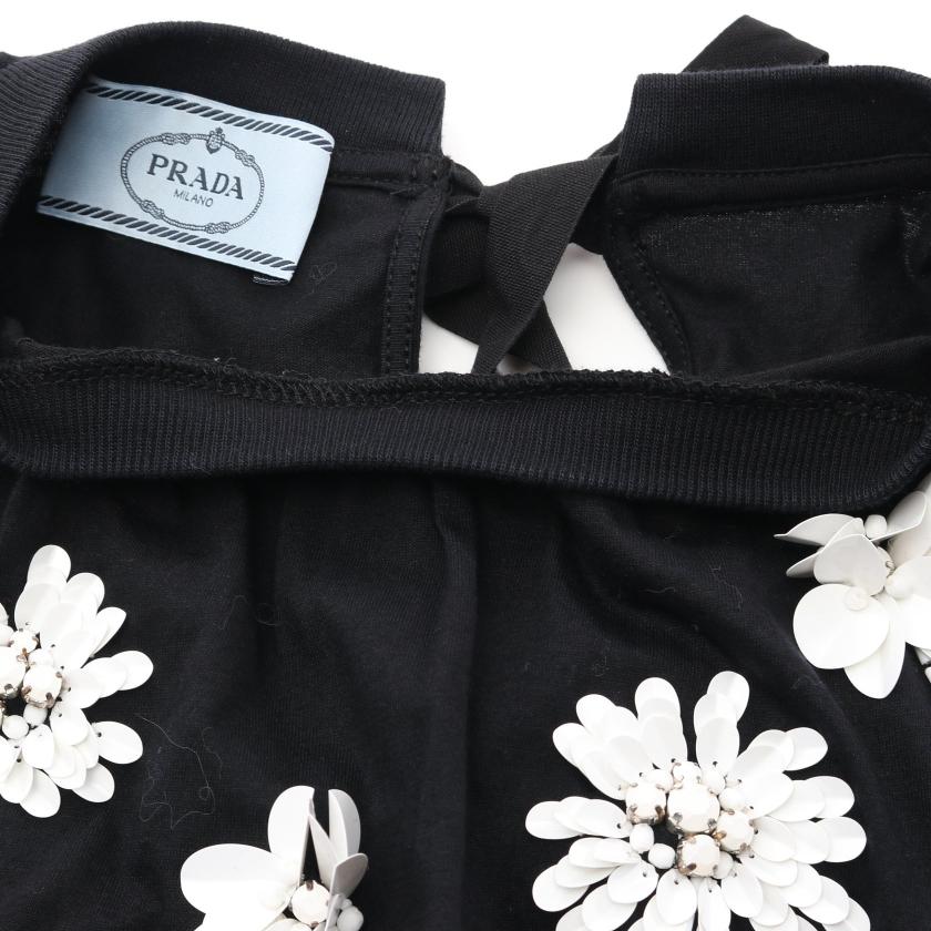 プラダ(PRADA)|カットソー|フラワービーズ刺繍|ブラック|ホワイト|ハイブランド・ブランド専門の中古通販サイト(757764) プラダ(PRADA)|カットソー|フラワービーズ刺繍|ブラック|ホワイト|ハイブランド・ブランド専門の中古通販サイト(757764)