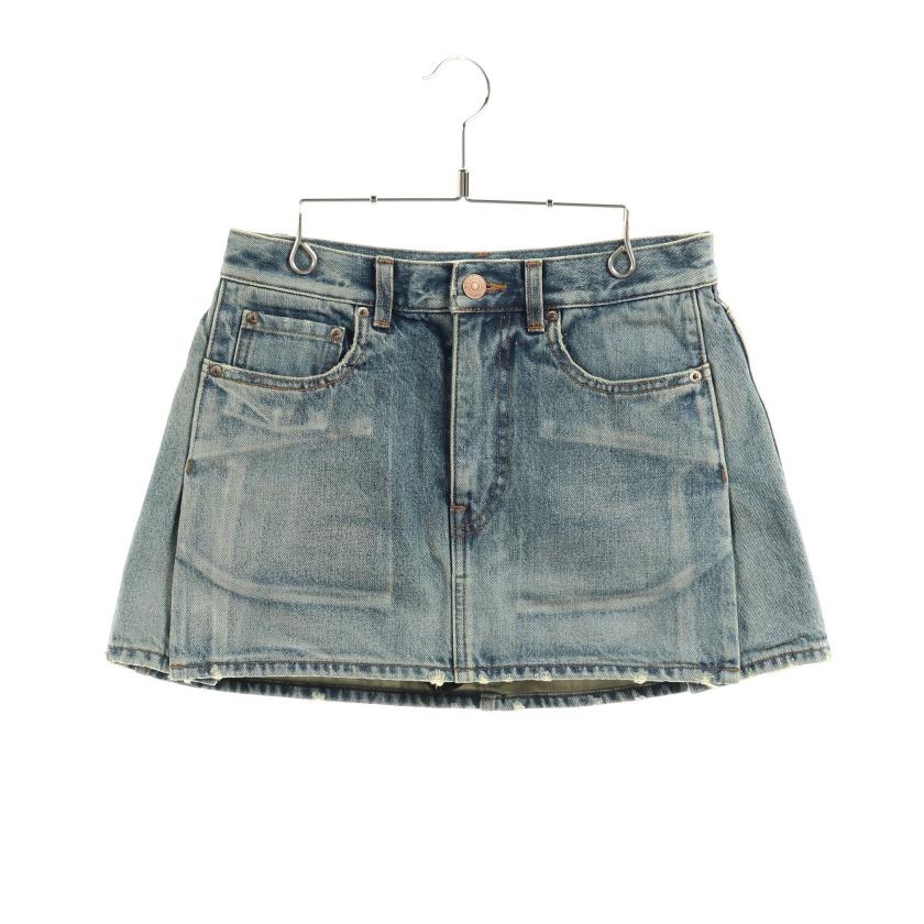 BALENCIAGA ダークデニム タイトスカート ローライズ ボタン ミニ丈 BALENCIAGA ダークデニム タイトスカート ローライズ ボタン ミニ丈