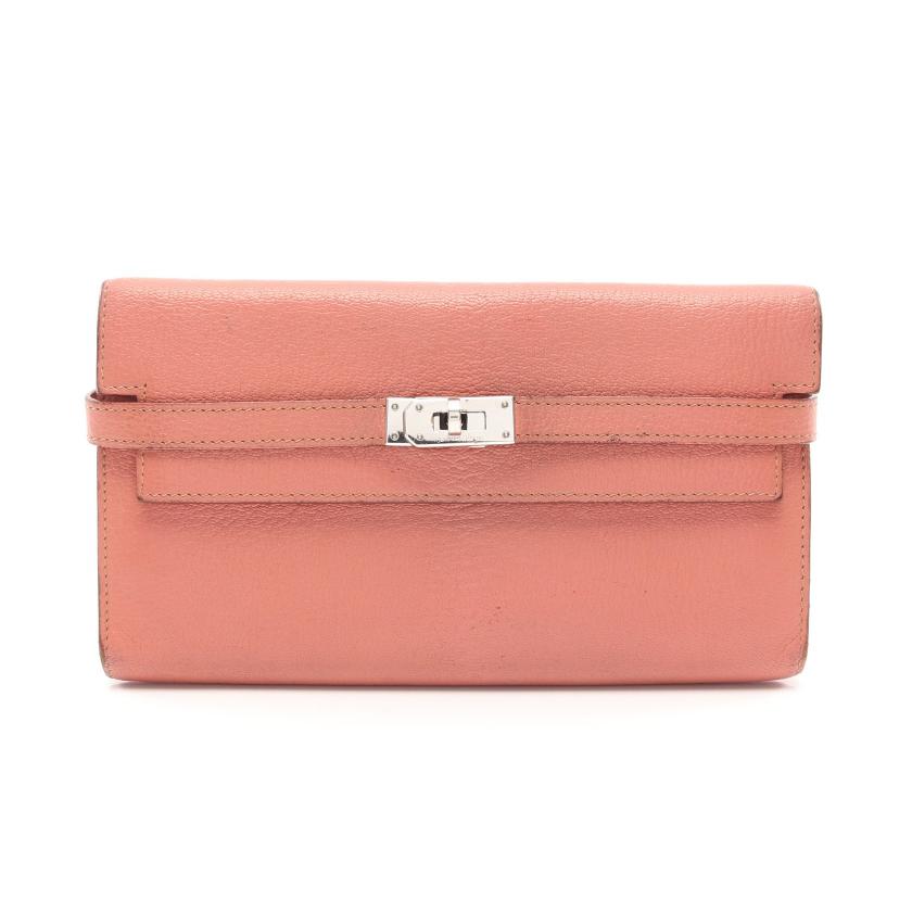 HERMES コーラルピンク 二つ折り財布 エルメス 二つ折り財布 財布 レディース ベアン コンパクト U