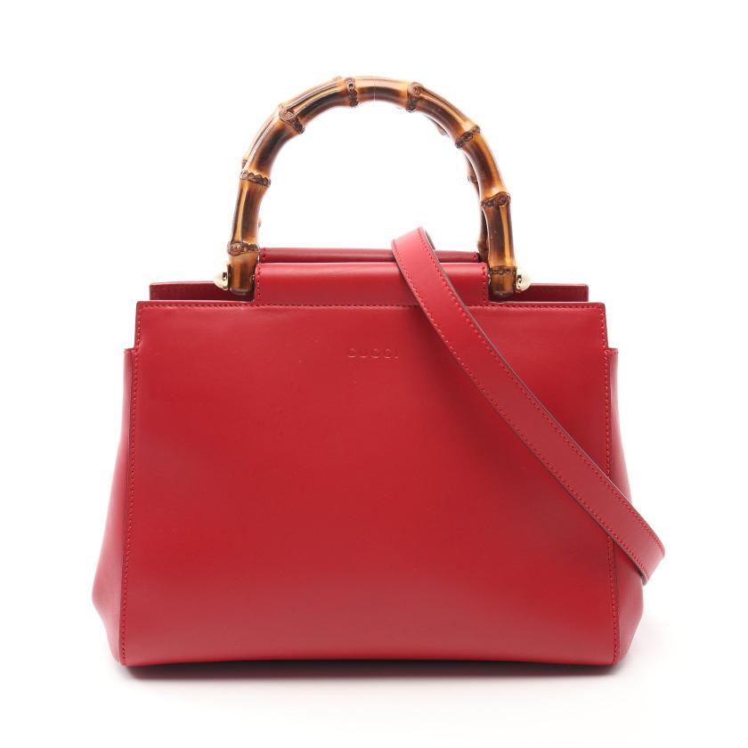 GUCCI・バッグ・ニムフェア バンブー ハンドバッグ レザー レッド 2WAY 