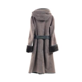ロエベ Loewe ムートンコート グレーブラウン フード付き ハイブランド ブランド専門の中古通販サイト