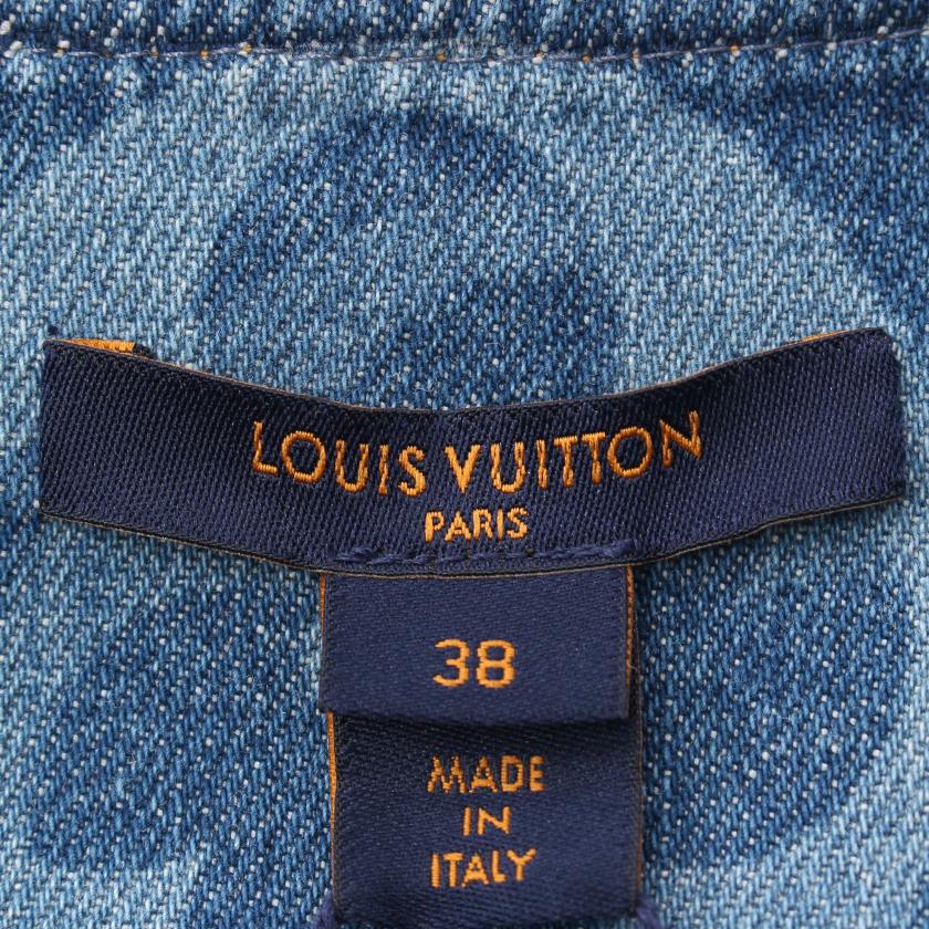 ルイヴィトン Louis Vuitton ジャイアントモノグラム ワンピース ノースリーブ デニム レザー インディゴブルー ブラック ハイブランド ブランド専門の中古通販サイト 7608