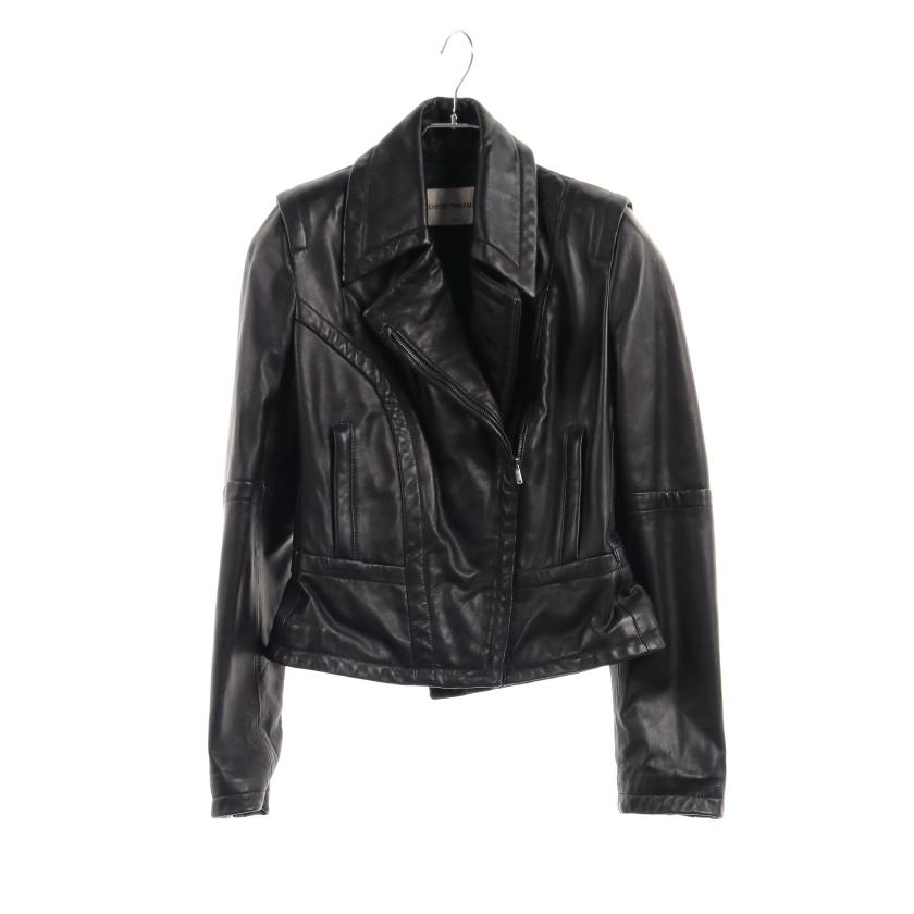 EMPORIO ARMANI ブラックレザーライダースジャケット アルマーニ メンズ ジャケット エンポリオアルマーニ EMPORIO