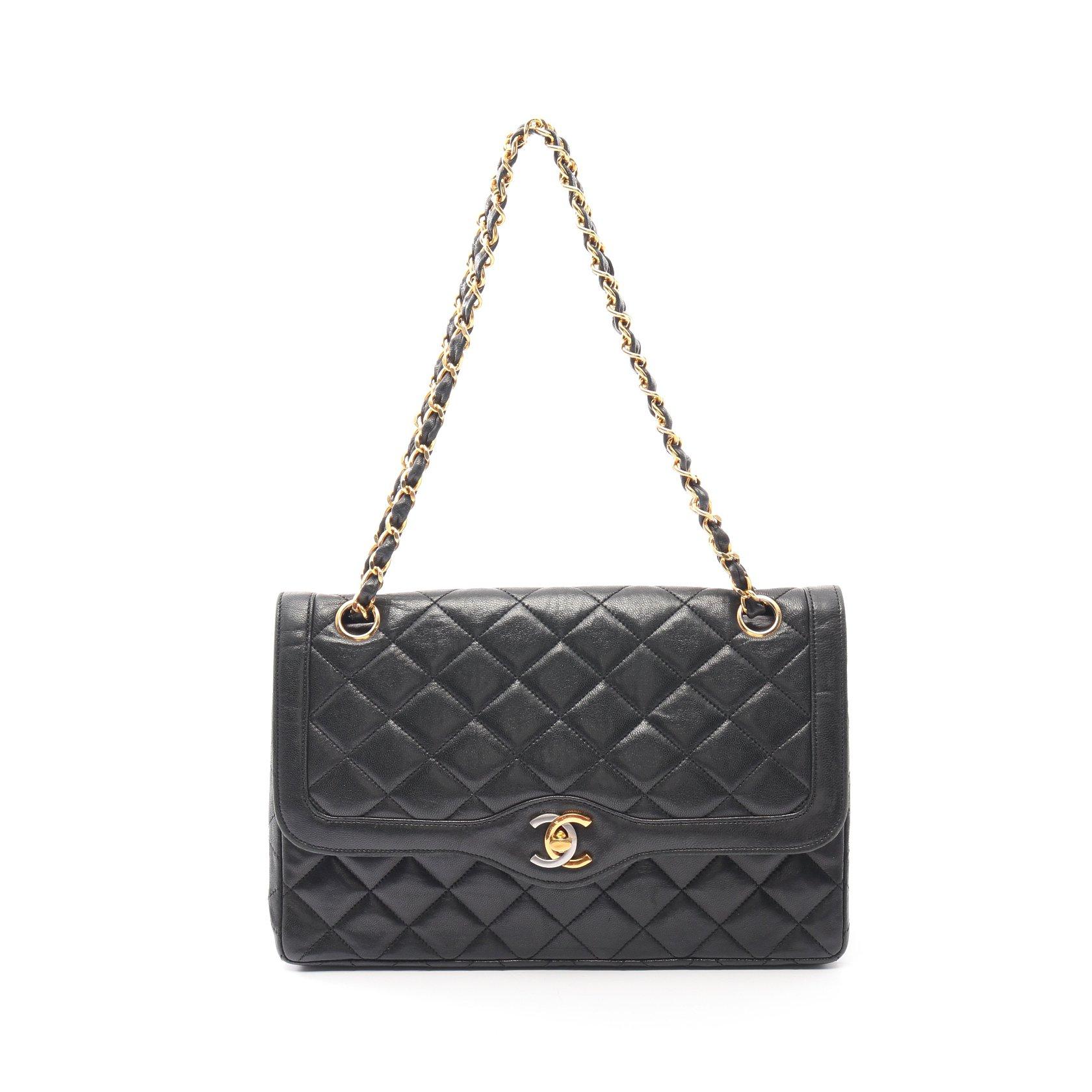 シャネル(CHANEL)マトラッセ|Wフラップ|Wチェーンショルダーバッグ|ラムスキン|ブラック|コンビ金具|パリ限定|ハイブランド・ブランド専門の中古通販サイト(762106)
