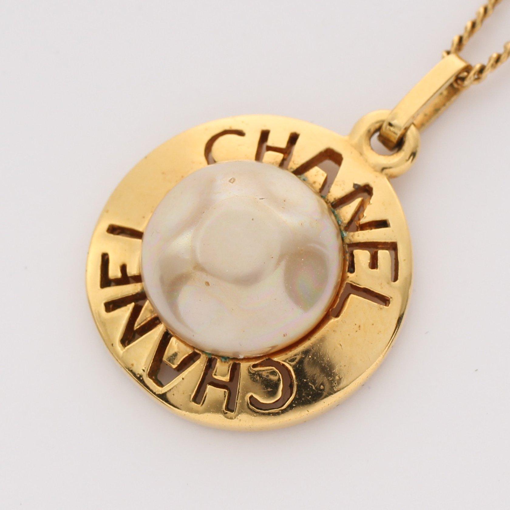 シャネル(CHANEL)ロゴ|ネックレス|GP|フェイクパール|ゴールド ...