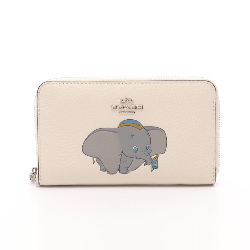 コーチ Coach Coach Disney ダンボ ラウンドファスナー長財布 レザー オフホワイト グレー マルチカラー ハイブランド ブランド専門の中古通販サイト 7558