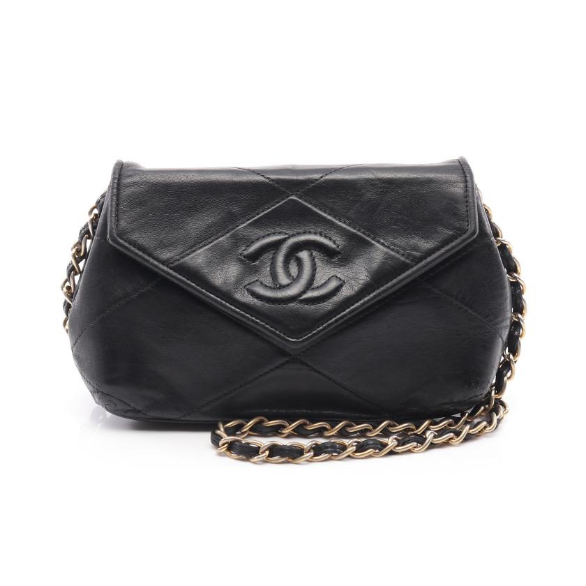 公式・特典付 CHANEL ブラック ラムスキンキルティング ショルダー 
