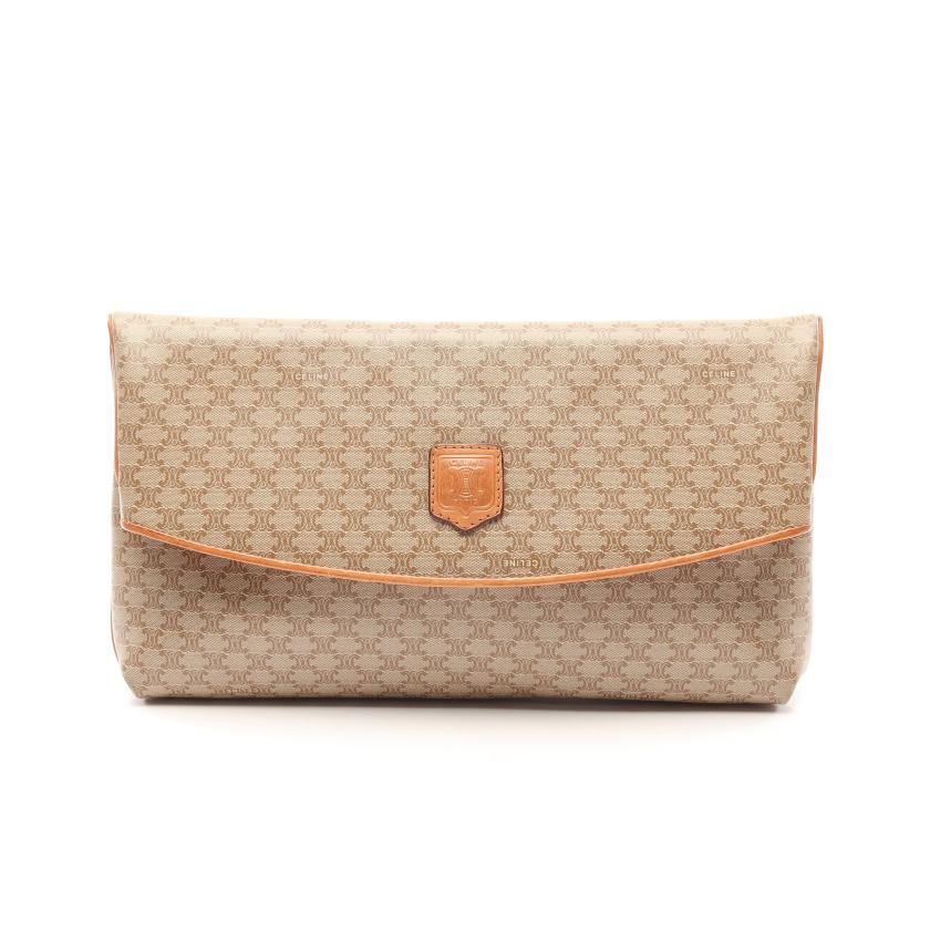 セリーヌ(CELINE)マカダム|クラッチバッグ|PVC|レザー|ベージュ