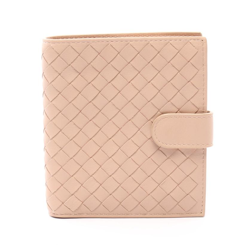 Bottega Veneta 二つ折り財布 イントレチャート ピンクベージュ BOTTEGA VENETA・財布・小物・イントレチャート 二つ折り財布 レザー