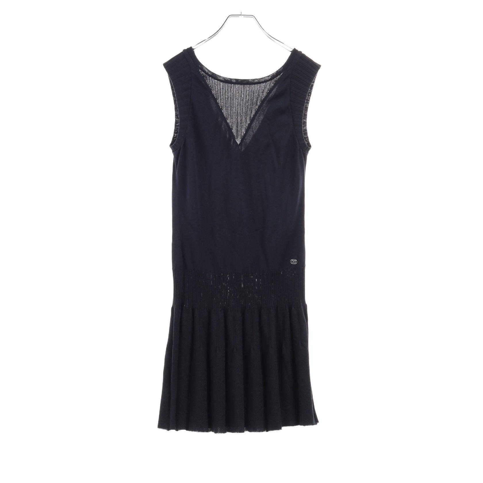 シャネル(CHANEL)|ニットワンピース|ダークネイビー|Vネック|ハイブランド・ブランド専門の中古通販サイト(768196)