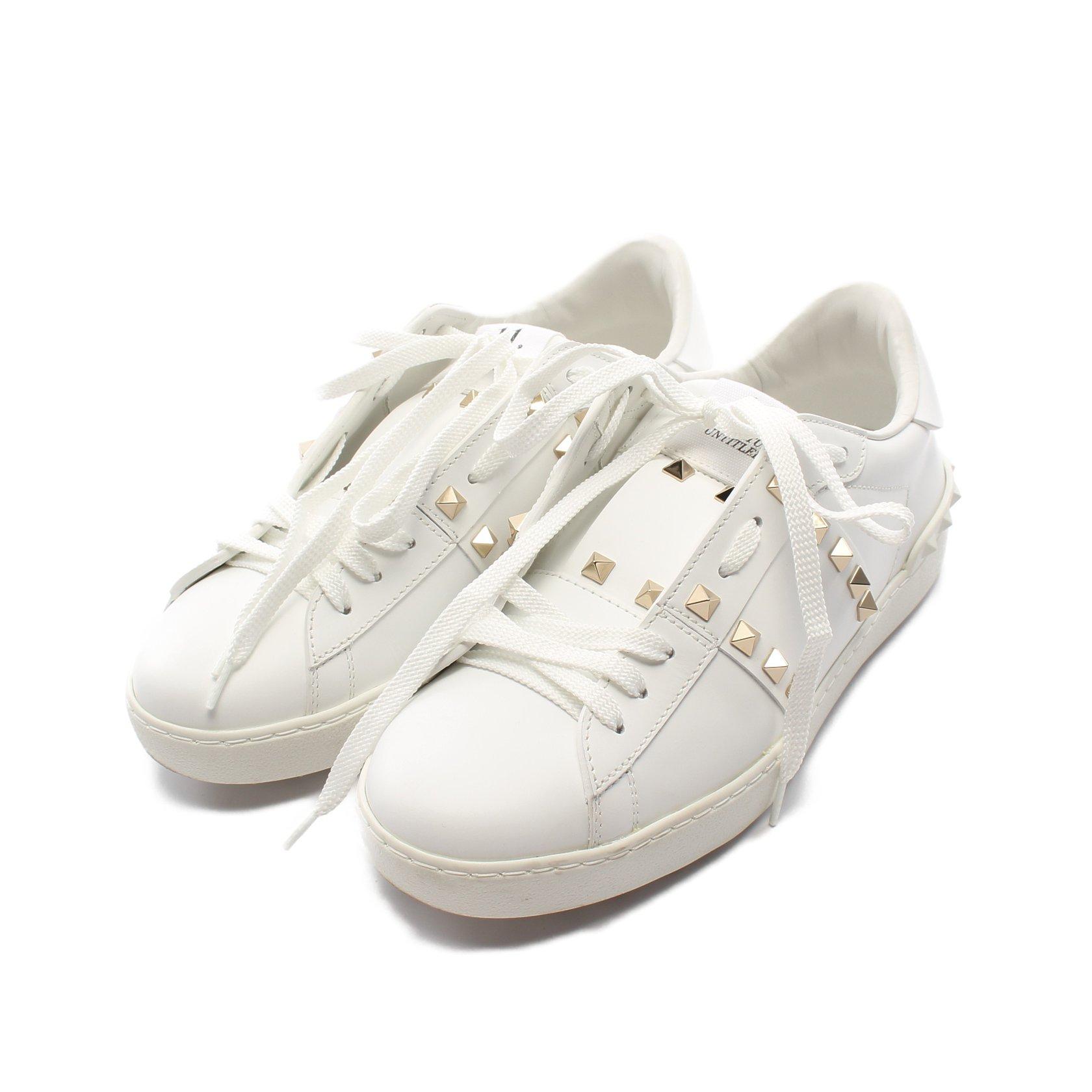 ヴァレンティノガラヴァーニ Valentino Garavani Rockstud Untitled ロックスタッズ アンタイトル ド スニーカー レザー ホワイト ハイブランド ブランド専門の中古通販サイト