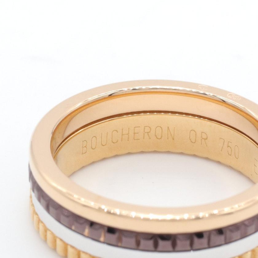 美品 ブシュロン K18PG ピンクゴールド キャトル ホワイト リング 指輪 ...