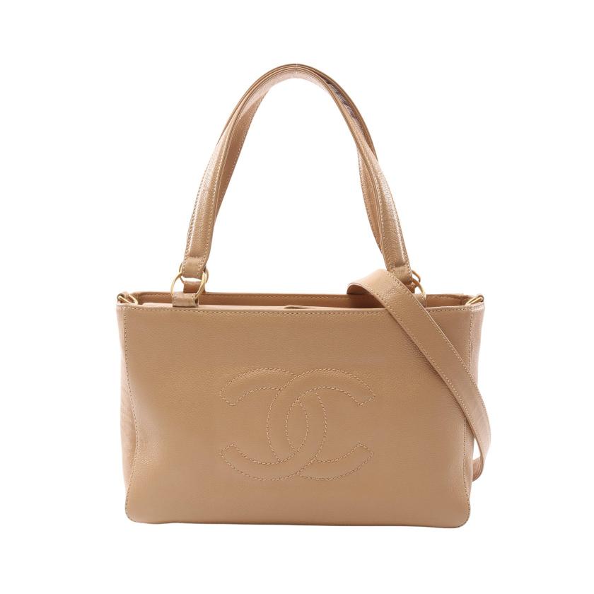 シャネル Chanel ココマーク ハンドバッグ トートバッグ キャビアスキン ライトベージュ ゴールド金具 2way ハイブランド ブランド専門の中古通販サイト