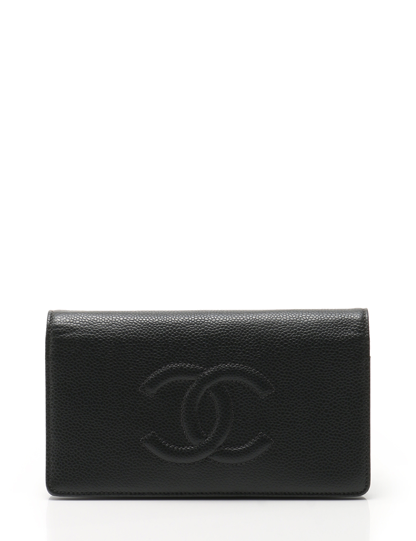 シャネル(CHANEL)二つ折り長財布|ココマーク|キャビアスキン|黒 ...