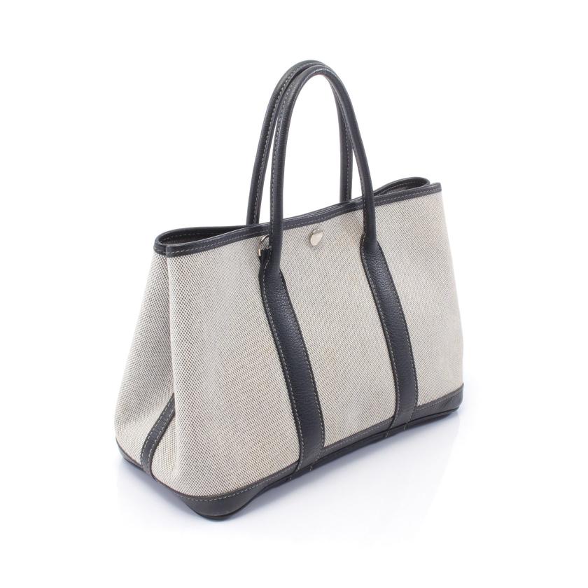 エルメス(HERMES)ガーデンパーティTPM|ハンドバッグ|トートバッグ|トワルアッシュ|レザー|アイボリー|ネイビー|シルバー金具|2WAY|□H刻印|ハイブランド・ブランド専門の中古通販サイト(780217)