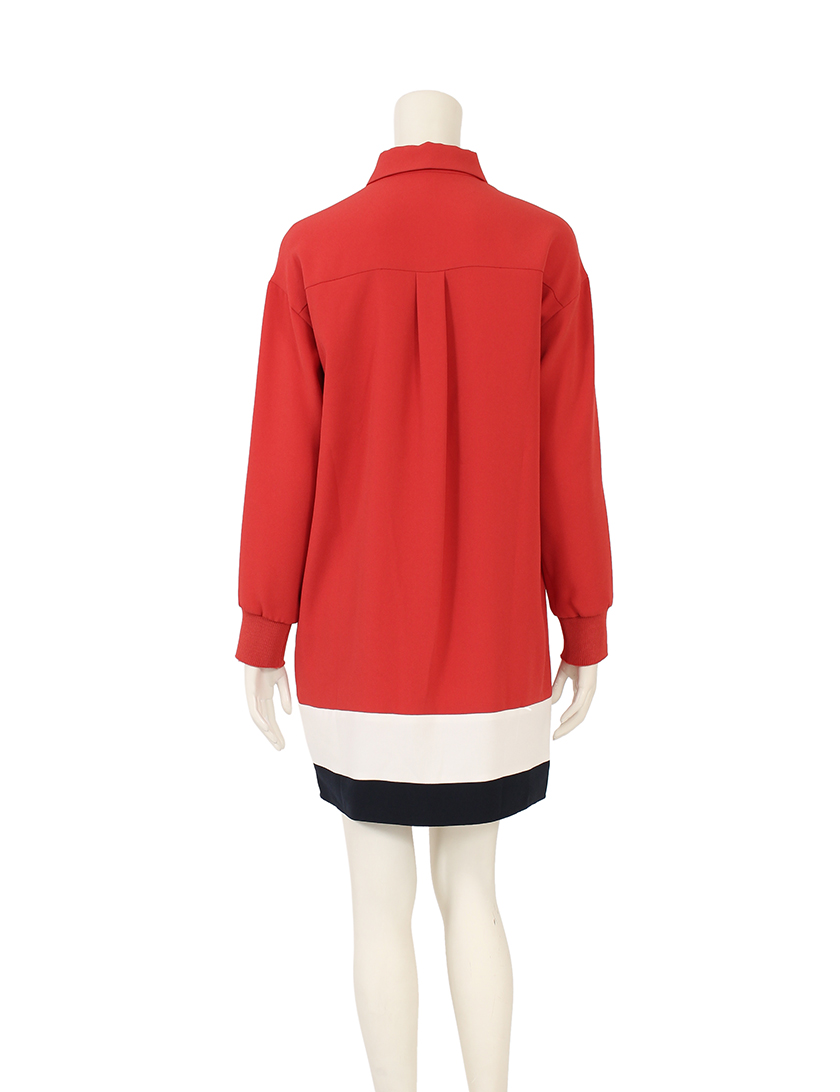 アドーア Adore シャツワンピース 袖リブ オレンジ 白 ネイビー ハイブランド ブランド専門の中古通販サイト