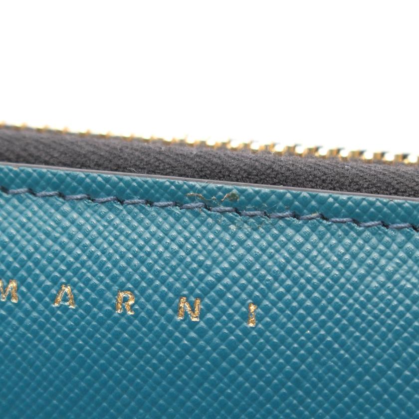 売り切れ必至! レザー ラウンドファスナー長財布 MARNI マルニ ブルー