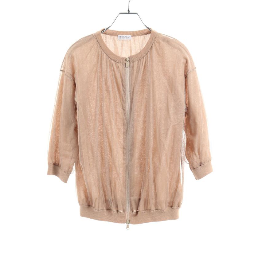 ブルネロ　クチネリ　ベージュ　ラメ　コットン　綿　カーディガン　ボレロ　半袖 ブルネロクチネリベージュラメコットン綿カーディガンボレロ半袖