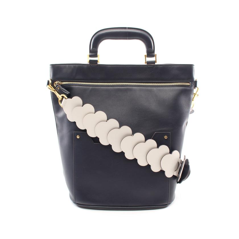 アニヤハインドマーチ(ANYA HINDMARCH)Orsett|Top|Handle|オルセット|ハンドバッグ|レザー|ネイビー|2WAY|ハイブランド・ブランド専門の中古通販サイト(787670)