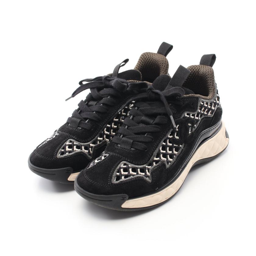 美品✨シャネル スニーカー ココマーク スエード ブラック 24cm 保存袋付 CHANEL・シューズ・ココマーク スニーカー スエード ブラック