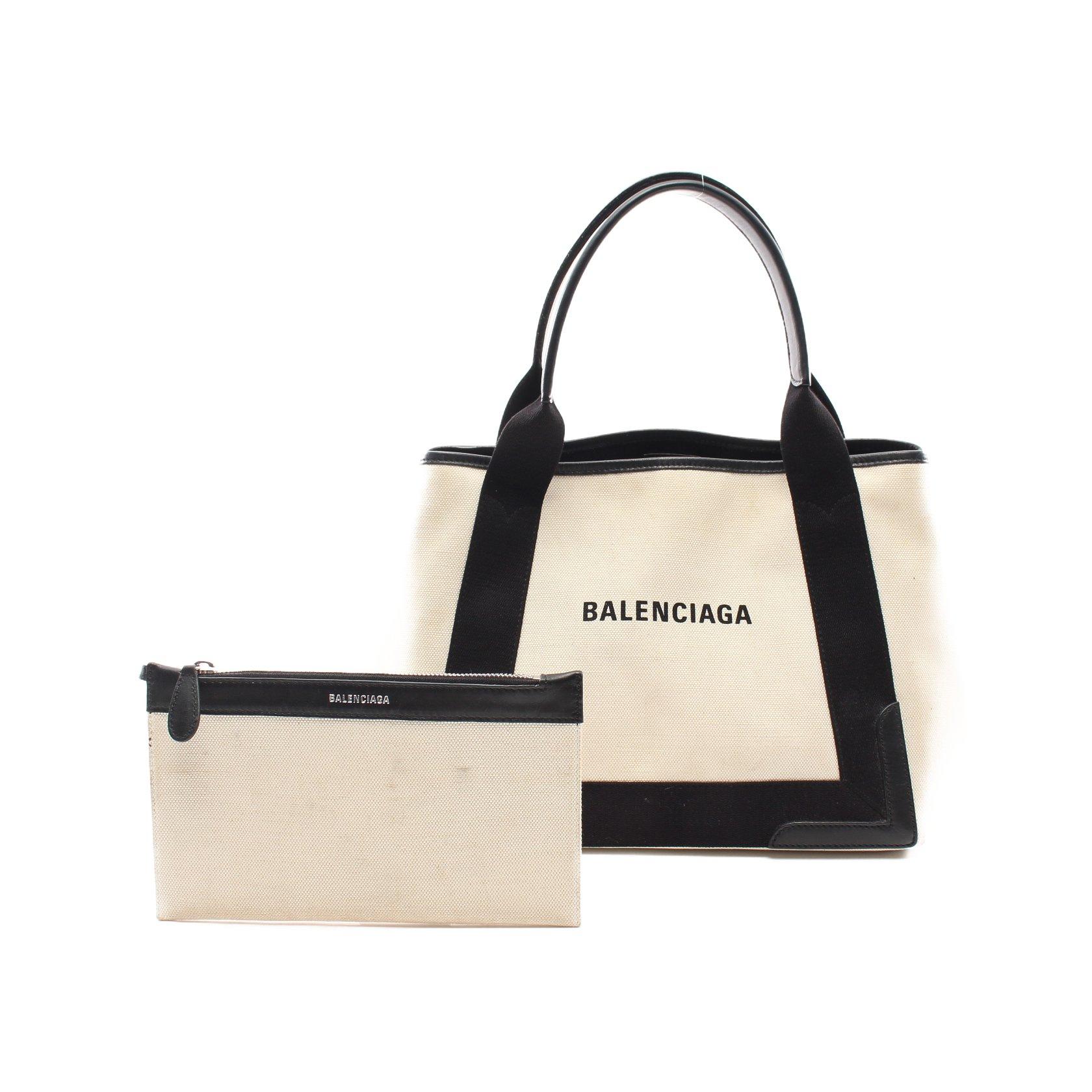 バレンシアガ(BALENCIAGA)NAVY|CABAS|S|ネイビーカバ|ハンドバッグ|トートバッグ|キャンバス|レザー|オフホワイト|ブラック|ハイブランド・ブランド専門の中古通販サイト(788893)
