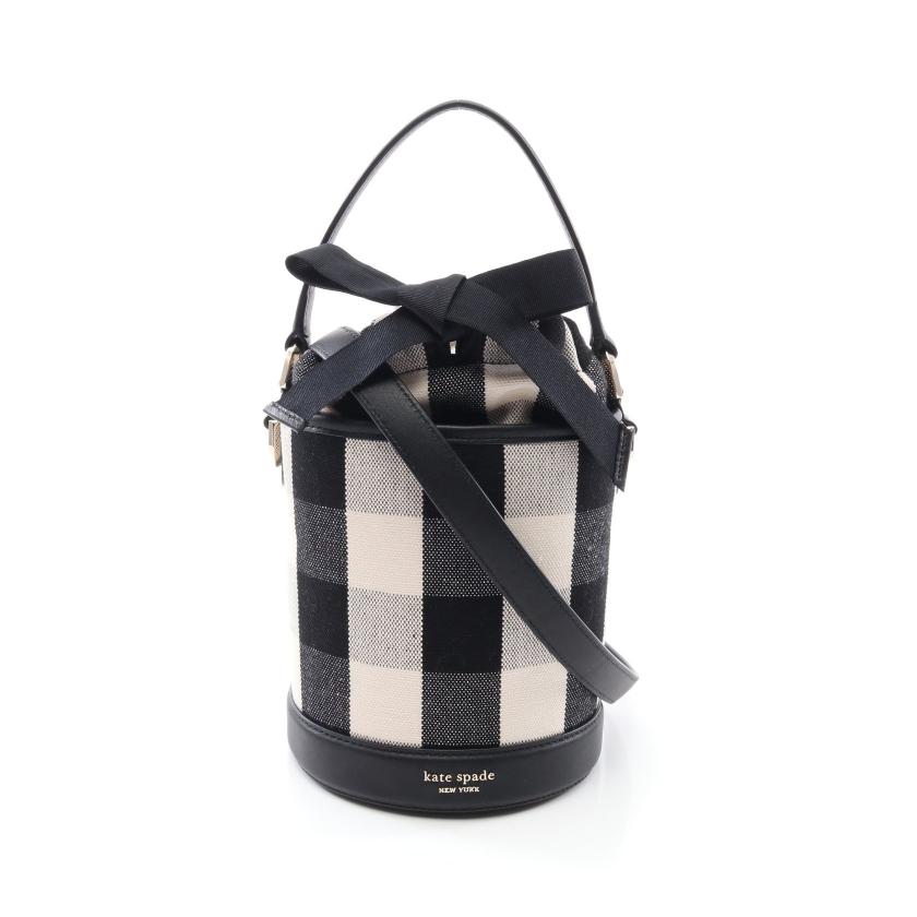 ケイトスペード（kate spade）ピクニック｜ギンガム｜スモール｜バケット｜ハンドバッグ｜キャンバス｜レザー｜ブラック｜オフホワイト｜2WAY｜ハイブランド・ブランド専門の中古通販サイト