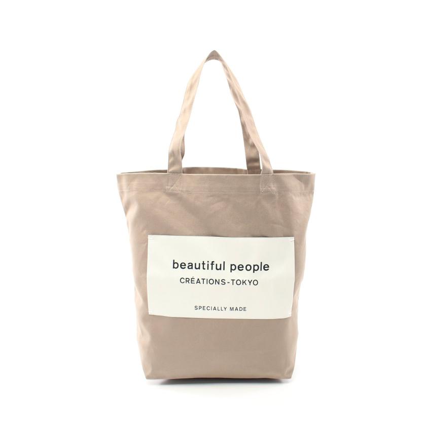 ビューティフルピープル Beautiful People Big Name Tote ハンドバッグ トートバッグ キャンバス グレーベージュ オフホワイト ハイブランド ブランド専門の中古通販サイト 7536