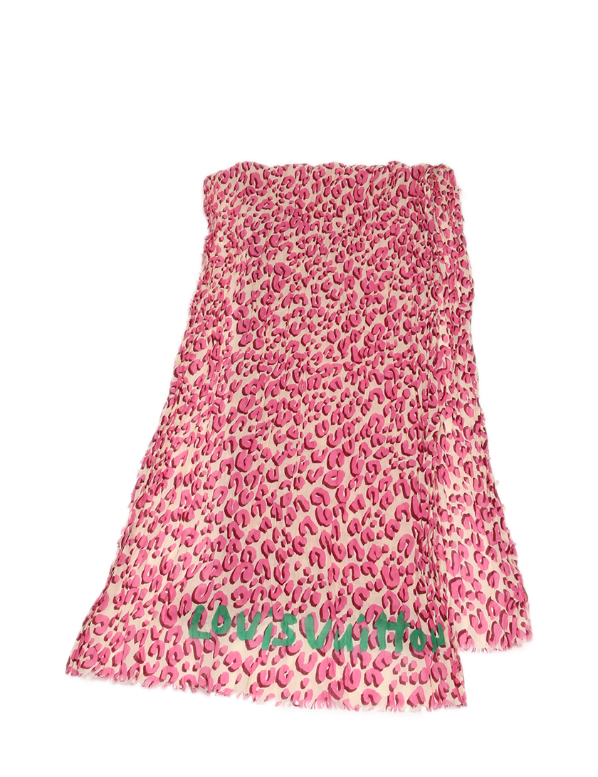 ルイヴィトン Louis Vuitton パレオ レオパード ストール ピンク アイボリー 緑 ハイブランド ブランド専門の中古通販サイト 941