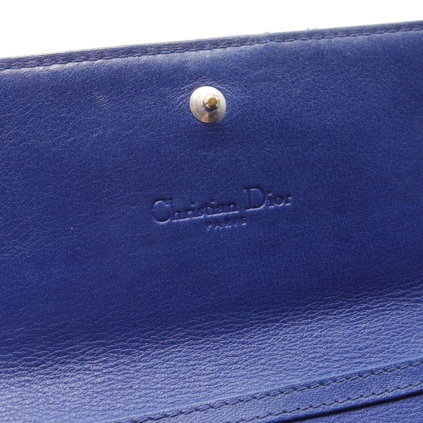 美品✨Lady Dior カナージュ 折り財布 ネイビー 【公式通販】