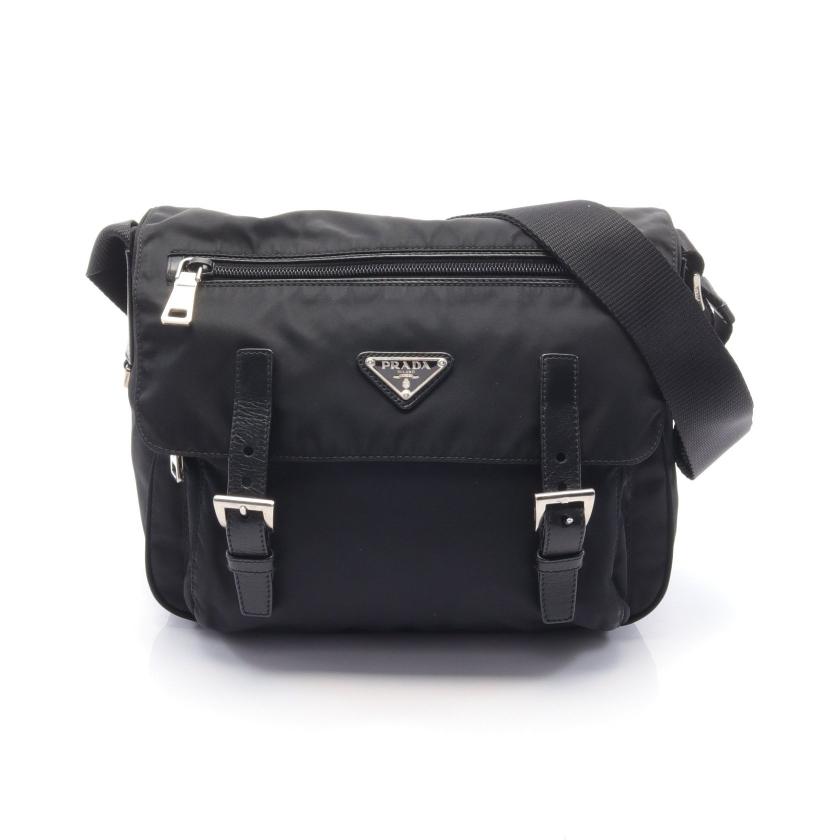 プラダ(PRADA)|ショルダーバッグ|ナイロン|レザー|ブラック|三角プレート|ハイブランド・ブランド専門の中古通販サイト(790570)