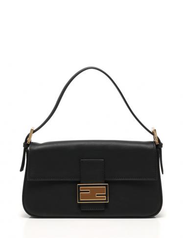 FENDI・バッグ・マンマバケット ショルダーバッグ レザー 黒 ゴールド