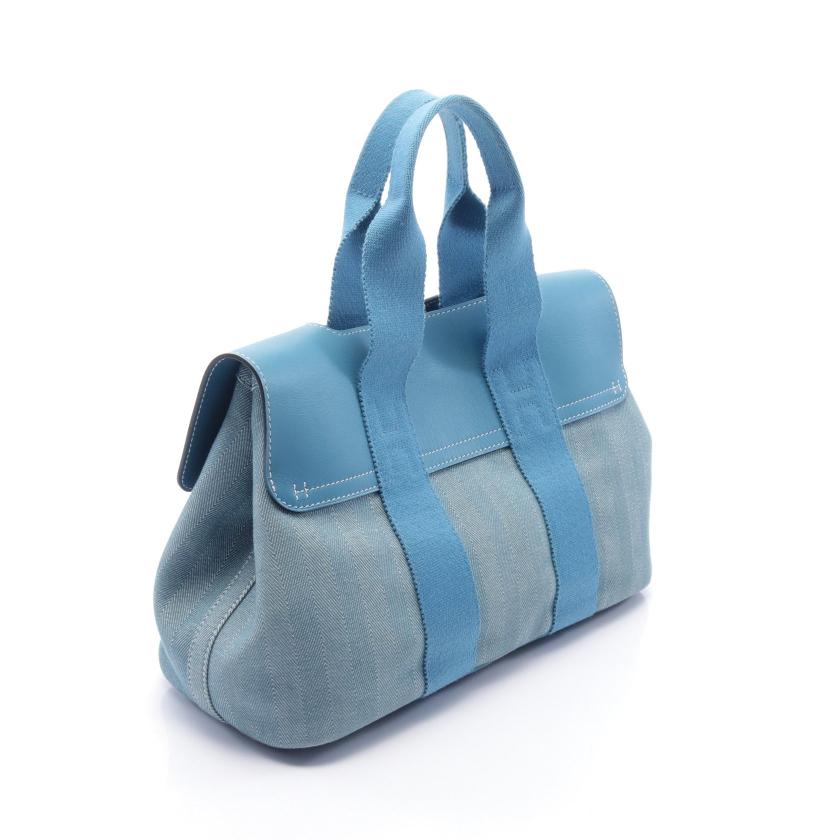 エルメス(HERMES)ヴァルパライソPM|ブルージーン|ハンドバッグ|トワルシェブロン|レザー|ライトブルー|シルバー金具|ハイブランド・ブランド専門の中古通販サイト(797381)