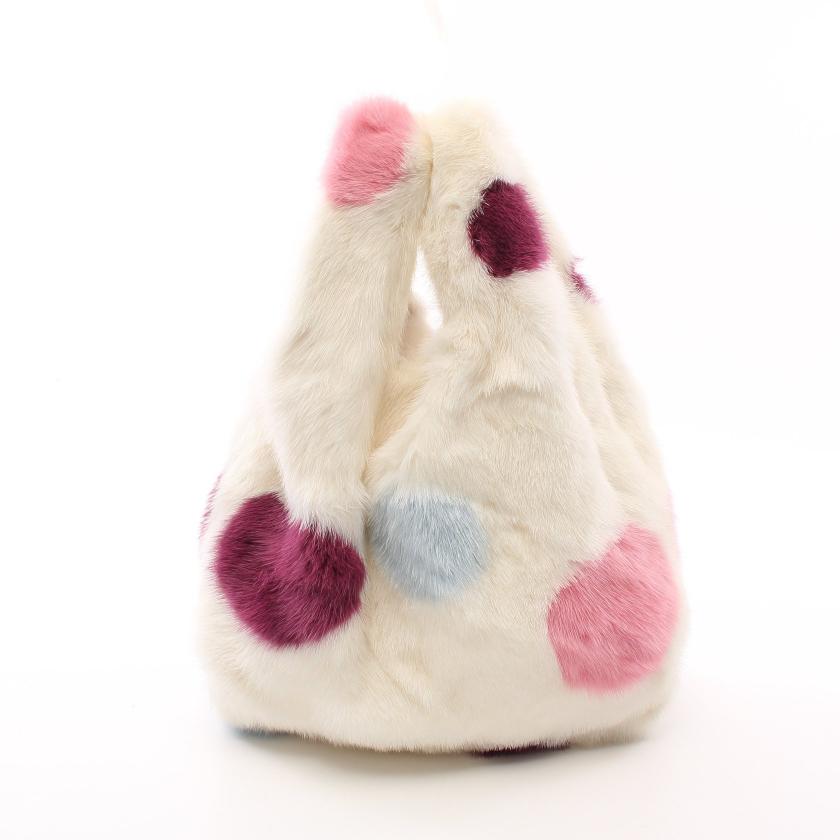 Simonetta Ravizza・バッグ・Furrissima ハンドバッグ ファー ホワイト マルチカラー