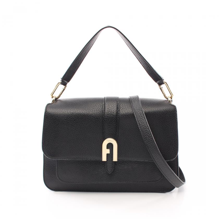 FURLA・バッグ・SOFIA GRAINY M ハンドバッグ レザー ブラック 2WAY